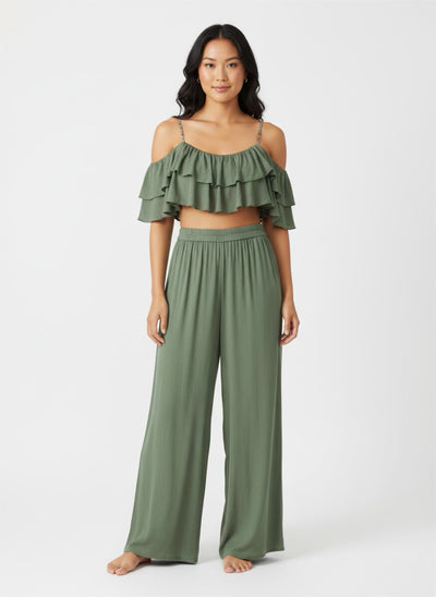 Traje Verde Olan Offshoulders