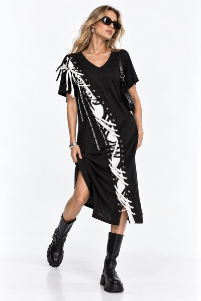 Vestido agujetas oversize