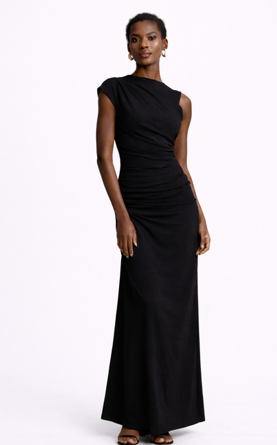 Vestido Drapeado sin Manga