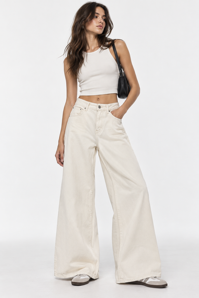 Jeans wide leg ivory