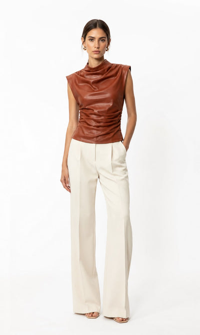 Blusa Drapeada Piel Suede