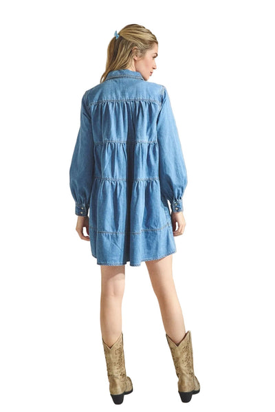 Vestido Manga Larga Mezclilla