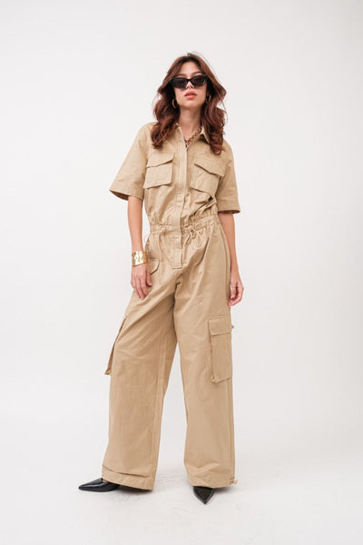 Jumpsuit Camel Cargo