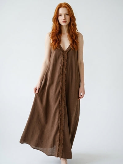 Vestido Encaje Lino Coffe