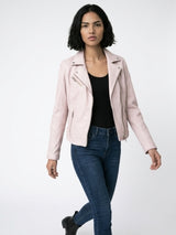 Chamarra slim fit piel