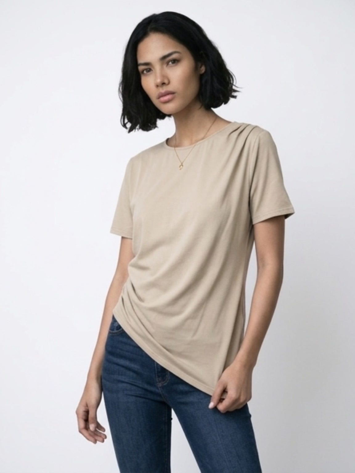 Playera Drapeada Olivo