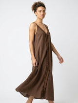 Vestido encaje lino coffe