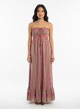 Vestido strapless lino colores