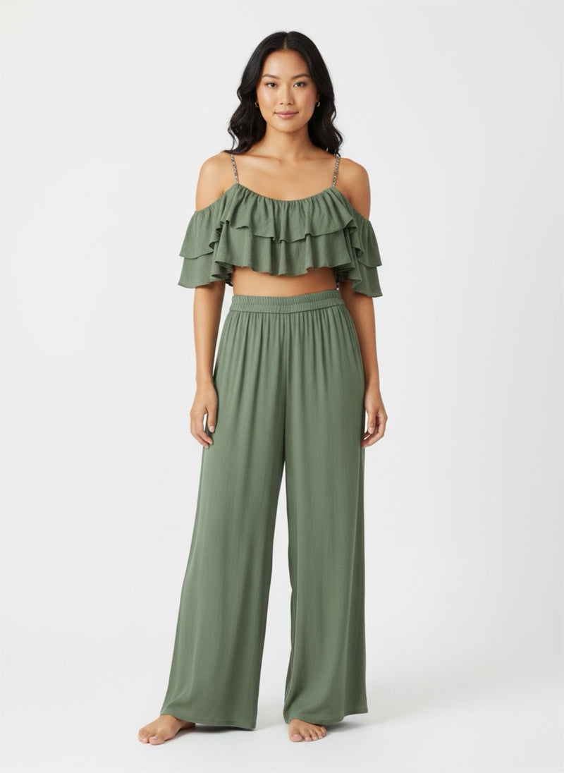 Traje Verde Olan Offshoulders