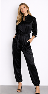Jumpsuit satín cargo