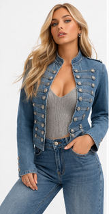 Chamarra militar mezclilla