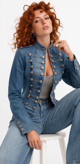 Chamarra militar mezclilla