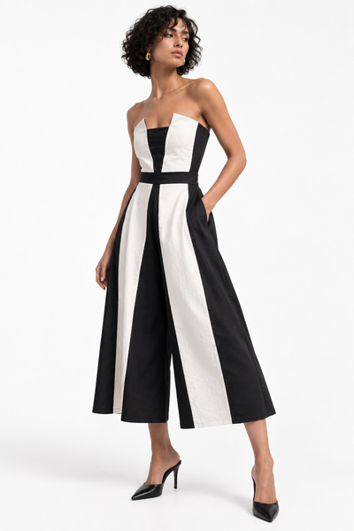Jumpsuit strapless bicolor