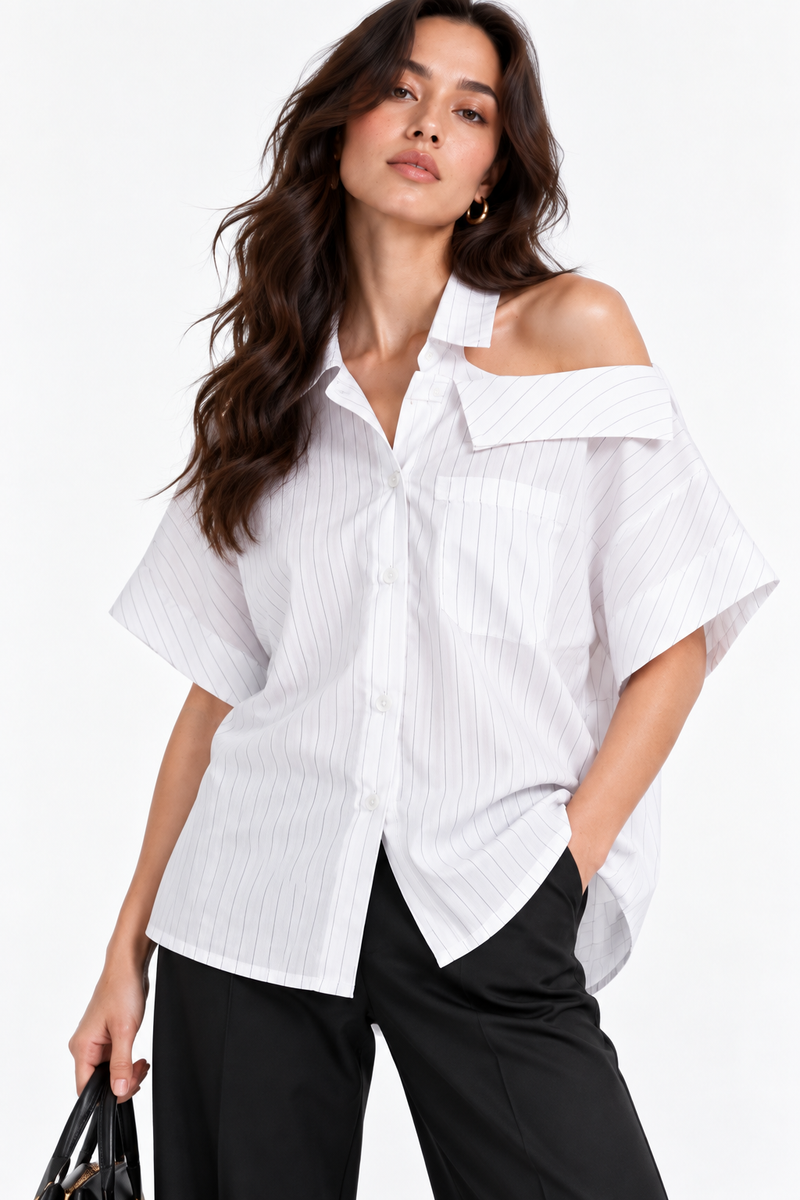 Blusa sin hombro rayas