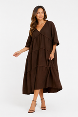 VESTIDO OVERSIZE MECHAS LINO