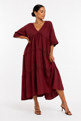 VESTIDO OVERSIZE MECHAS LINO