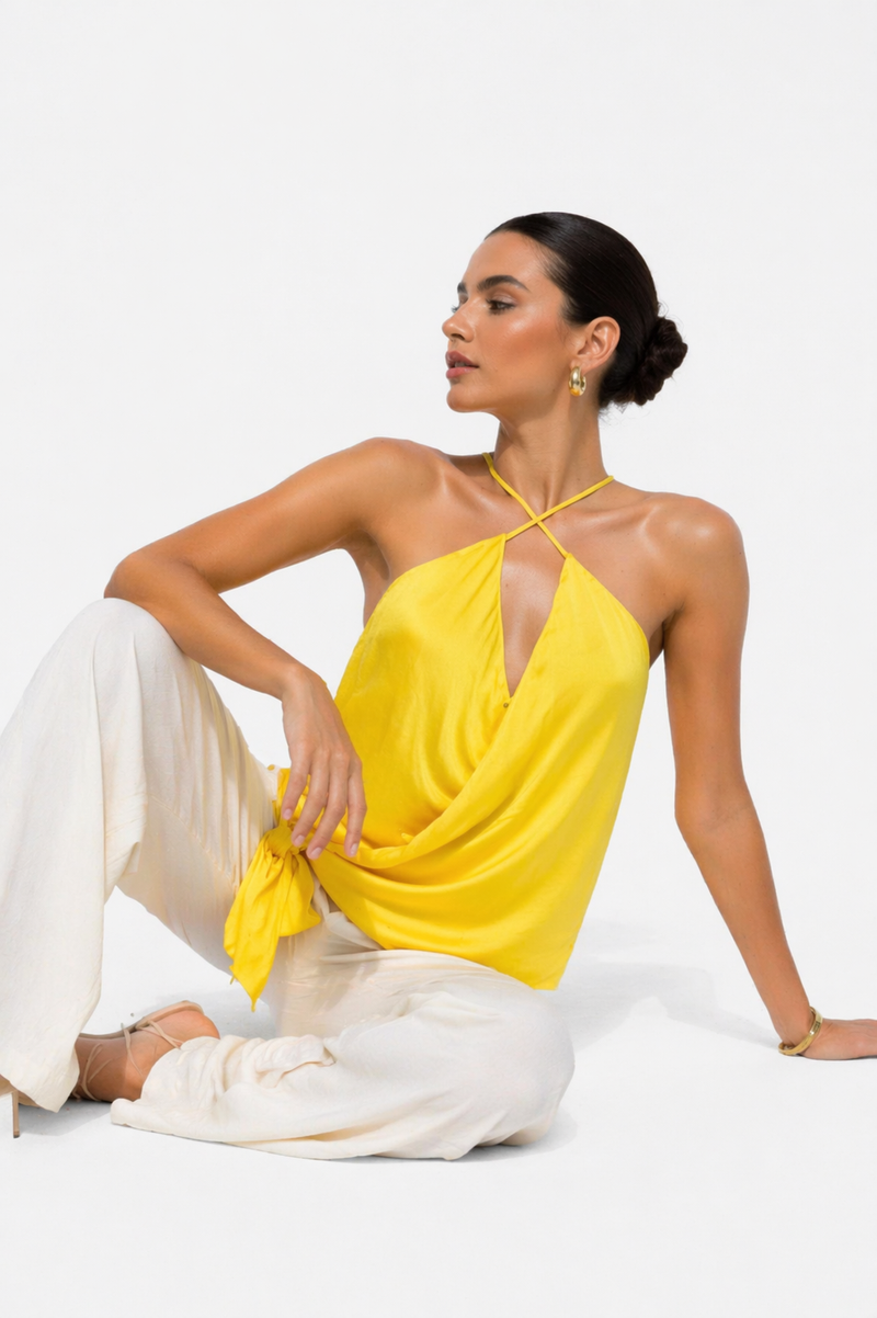 Blusa Satinada Cruzada