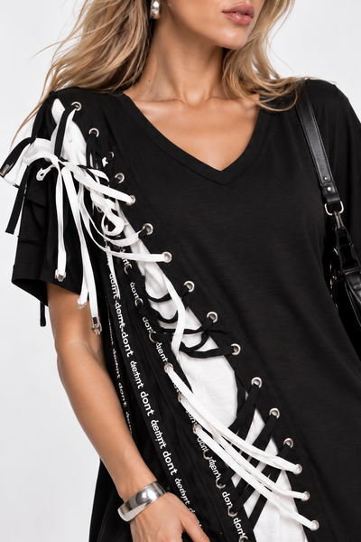 Vestido agujetas oversize