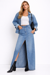 Falda maxi mezclilla