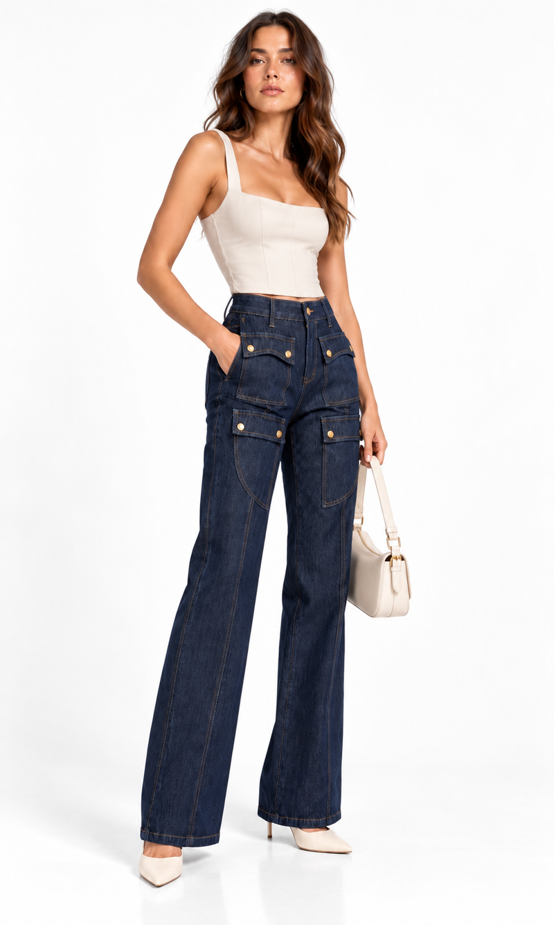Jeans cargo indigo