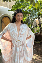 kaftan argolla estampado nude