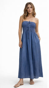 Vestido straples tencel