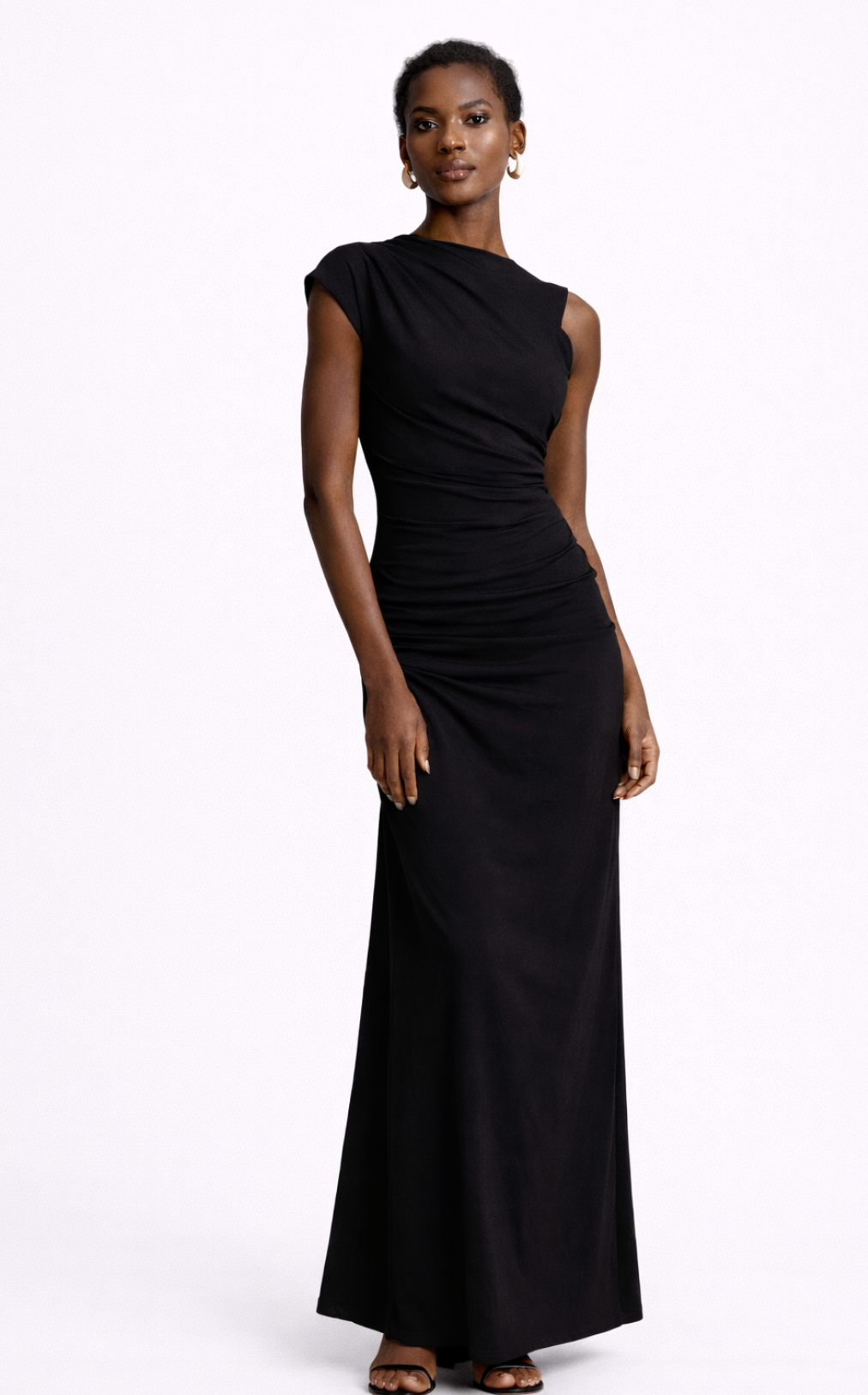 Vestido Drapeado sin Manga