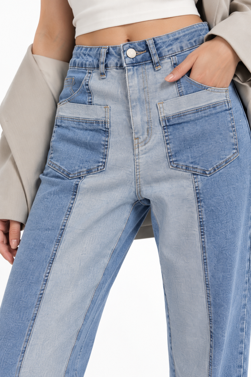 Jeans mezclilla bicolor