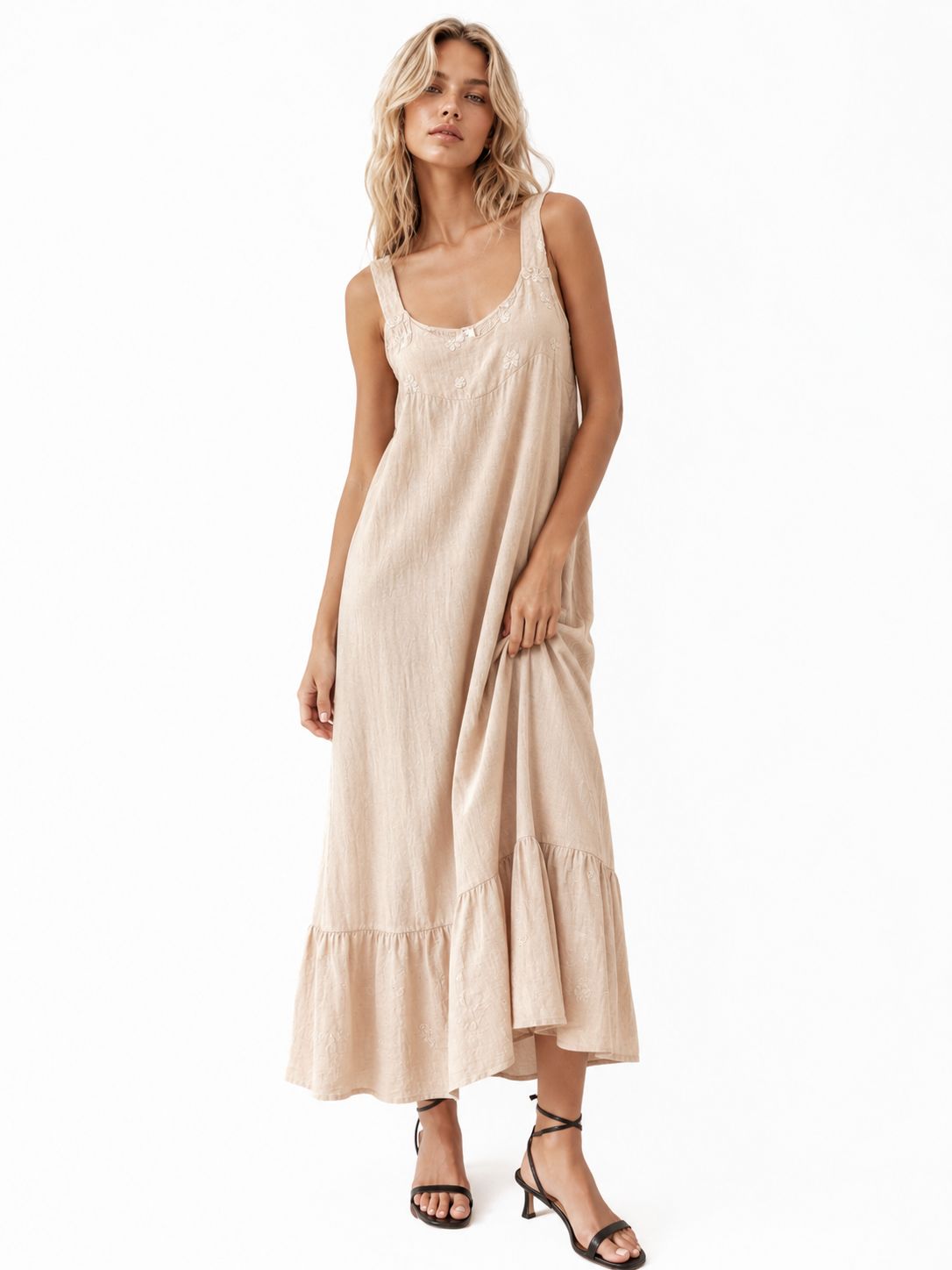 Vestido Bordado Lino