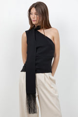 blusa noir asimetrica