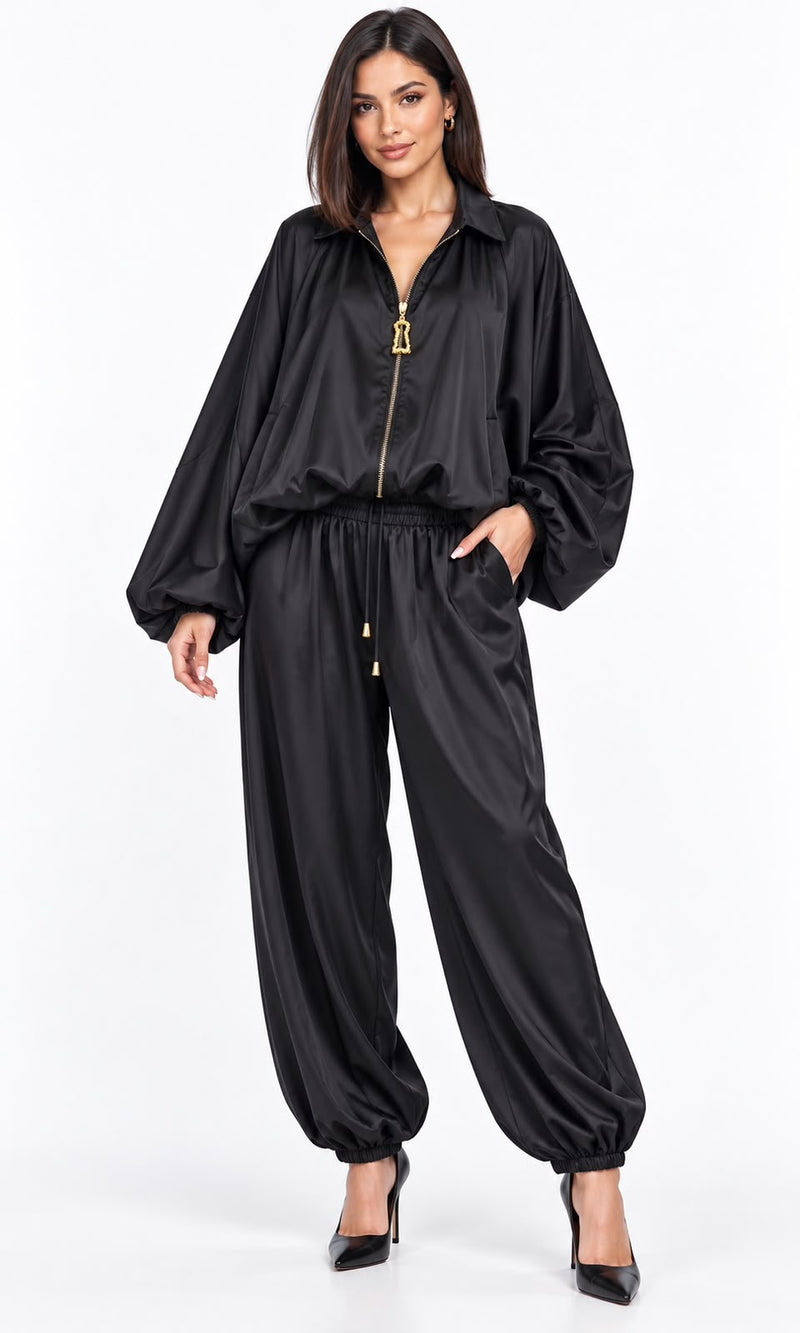 Conjunto satín negro