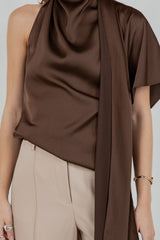 blusa satin offshoulder