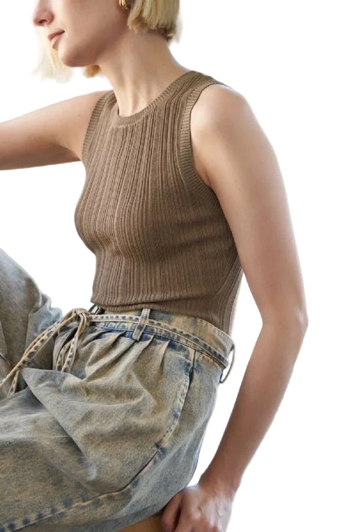 Blusa Acanalada sin Manga
