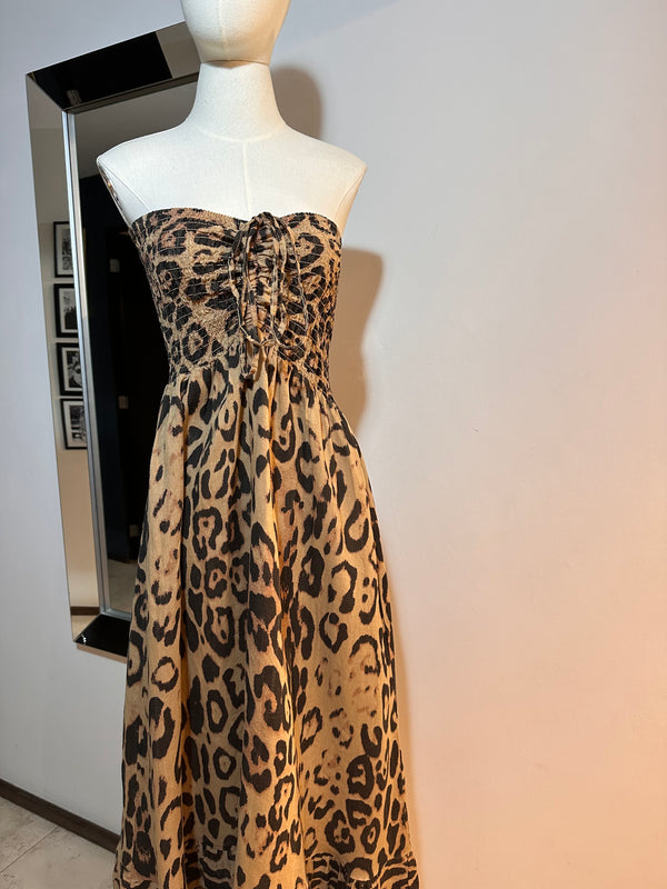 Vestido straples animal print