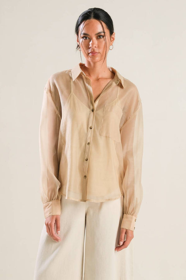 Camisa organza camel