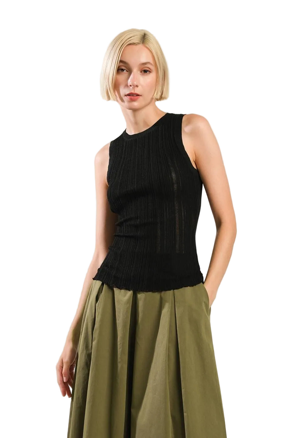 Blusa Acanalada sin Manga