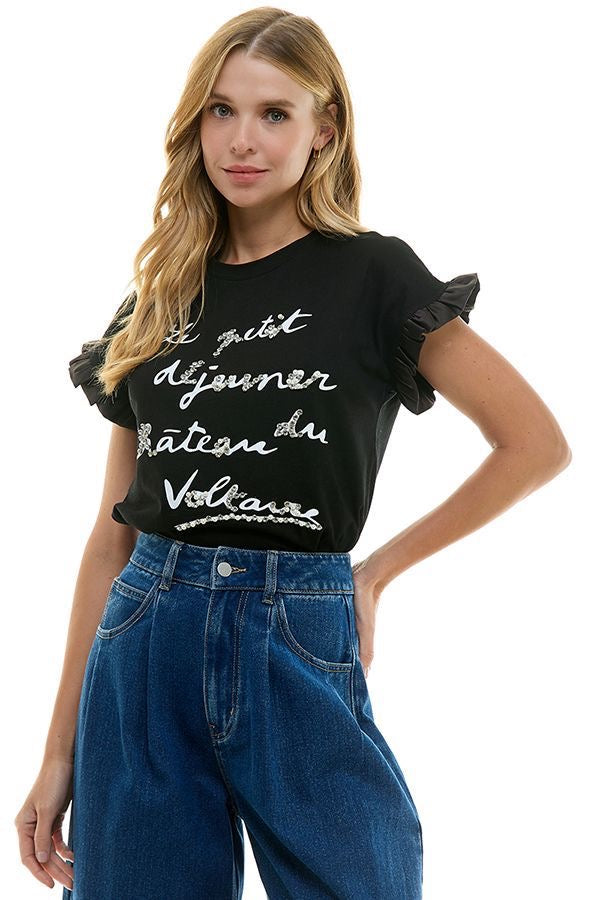 Playera Letras Negra
