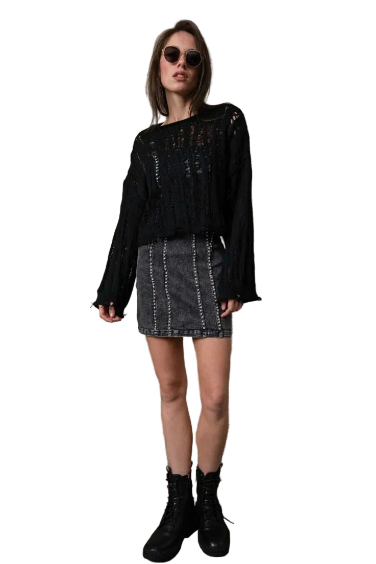 Sueter Deshilado Negro